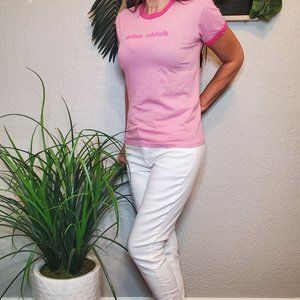 American Apparel I Wine Chick Barbie Pink Women's  Cotton T-Shirt S…